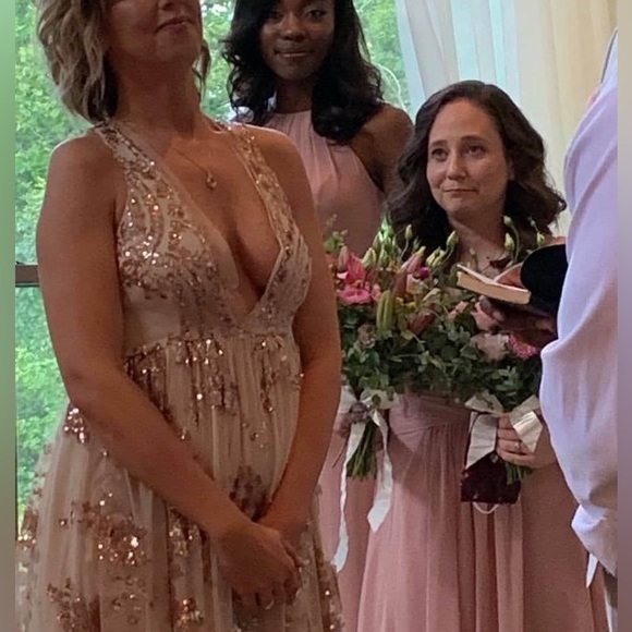 Boho style sequin dress, size small, rose gold and cream - Picture 2 of 6